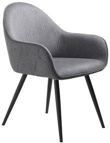 Szary tapicerowany fotel jadalniany z podłokietnikami Minto – Unique Furniture