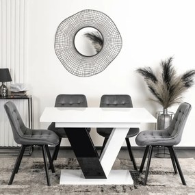 Stół Prostokątny Rozkładany CLARK 120-160 cm Czarny/Biały Połysk Glamour