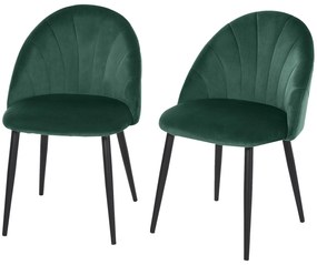 HOMCOM Zestaw 2 Krzeseł Jadalniane Zielone Fotele Kuchenne Nowoczesny Design | Aosom PL