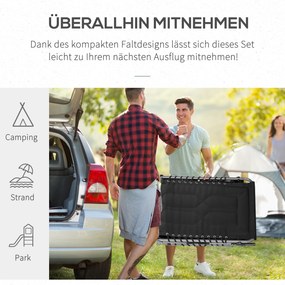 Outsunny leżak z regulowanym oparciem i miękką poduszką, kolor czarny, 188 x 57 x 30 cm