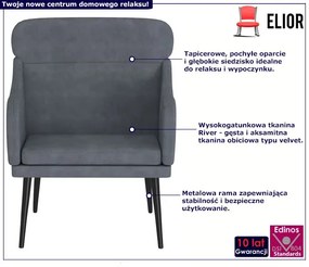Głęboki ciemnoszary fotel wypoczynkowy - Sentar