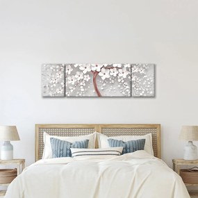 Obraz - Obraz białego drzewa z kwiatami, rosegold (170x50 cm)