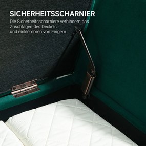 HOMCOM Ławka z Miejscem na Przechowywanie, Podłokietniki, Aksamitny Poliester, Drewno Kauczukowe, 107 x 42 x 65 cm, Zielony