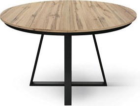Okrągły stół z drewna z efektem dębu, antracytowa podstawa, podłużny ⌀120 - PANTELLERIA