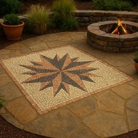 Naturalna mozaika kamienna, róża wiatrów 120 × 120 cm