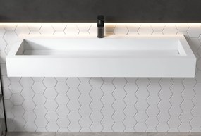 Umywalka nablatowa / ścienna PB2079 odlew mineralnyBiały mat - 120 x 46 x 13 cm