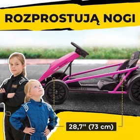 HOMCOM 24 V Elektryczny gokart dla dzieci do 13 km/h Gokart z funkcją driftu, drift-kart z 2 silnikami dla 8–12 lat Różowy | Aosom PL