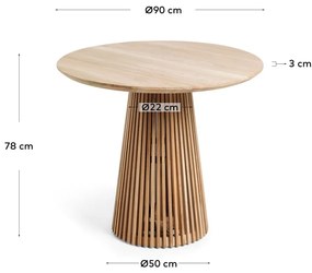 okrągły stół z litego drewna tekowego ø 90 cm Jeanette – Kave Home