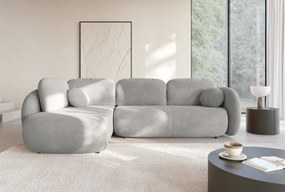 Masseno Narożnik AMICO z funkcją spania i pojemnikiem na pościel Narozniki L, Rozkładana sofa - Jasnoszary, EGON 07