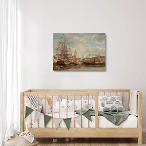 Obraz na szkle - Eugène Boudin, Festival in the Harbor of Honfleur, reprodukcje (70x50 cm)