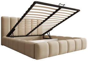 Łóżko tapicerowane Aura 160x200 z pojemnikiem - jasny beż bukla Quelle 02