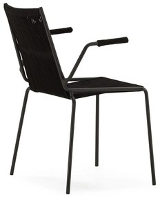 Czarne metalowe krzesła zestaw z podłokietnikami/sztaplowane 2 szt. Emily – Marckeric