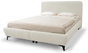 Beżowe tapicerowane łóżko dwuosobowe ze stelażem i schowkiem 180x200 cm Makapu – Makamii