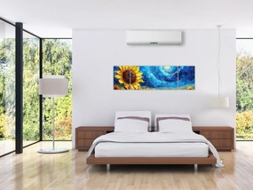 Obraz - Malowanie słoneczników (170x50 cm)