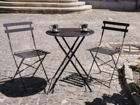Zestaw Mebli balkonowych(2 x składane krzesło + stolik) SEMPLICI Stalowy Czarny