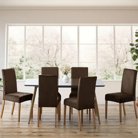 Restilo Pokrowiec na krzesło Sento ciemnobrązowy, 48 x 48 x 58 + 10 cm, zestaw 4 szt.