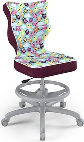 Młodzieżowe krzesło do biurka Petit Grey rozmiar 5 (146-176,5 cm) z podnóżkiem i wzorami