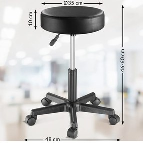 Casaria Taboretka na kółkach BONY, Ø35cm, czarna