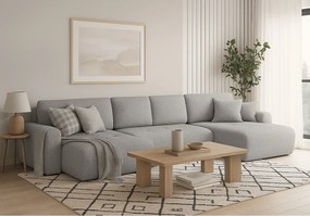 Stylowy narożnik rozkładany IVO U XL  387x150 cm w tkaninie LAMBI 11 szarej