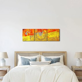 Obraz abstrakcji - malarstwo (z zegarem) (90x30 cm)
