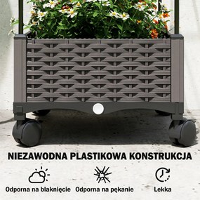 Outsunny Podwyższona grządka z kratką mobilna skrzynka na rośliny z rolką i otworem odpływowym, skrzynka 40 x 40 x 185 cm | Aosom PL