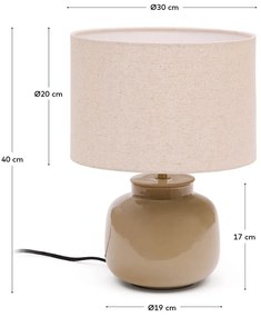 Beżowa lampa stołowa ceramiczna z tekstylnym kloszem (wysokość 40 cm) Tay – Kave Home