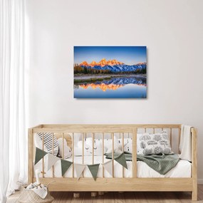 Obraz na szkle ośnieżonych szczytów górskich (70x50 cm)