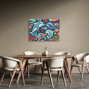 Obraz na szkle – Rysowane zwierzęta wodne (70x50 cm)