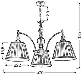 Trzyramienny żyrandol klasyczny - V020-Solemi