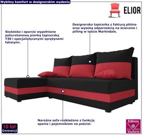 Narożnik Rozkładany Czarny + Czerwony T0-W38