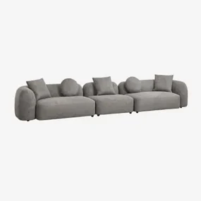 Modułowa Sofa 3-częściowa Z Tkaniny Coco Chenille Granitowo-szara Gruba Tkanina Szenilowa - Sklum