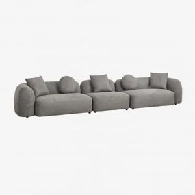 Modułowa Sofa 3-częściowa Z Tkaniny Coco Chenille Granitowo-szary Gruby Szenil - Sklum
