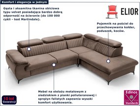 Brązowy narożnik rozkładany z pojemnikiem B0-B39