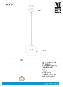 Lampa wisząca Markslöjd Sober Pendant Smoke
