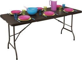 Składany stół cateringowy imitacja rattanu Party 180 cm, brązowy