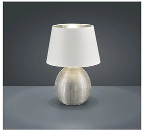 Biała lampa stołowa z ceramiki i tkaniny Trio Luxor, wys. 35 cm