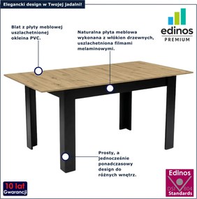 Prostokątny stół rozkładany dąb artisan + czarny P2-A71