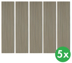 Drewniany panel akustyczny, 2400 x 600 mm, czarny podkład, 5 szt, dąb bejcowany