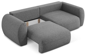 Ciemnoszara sztruksowa rozkładana sofa ze schowkiem 266 cm Kini – Makamii