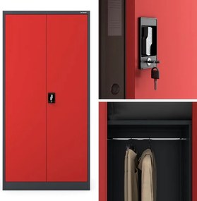 Socjalna szafa ubraniowa Dawid 90x45x185 cm, antracyt/czerwony