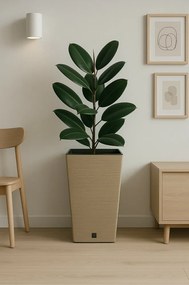 Doniczka FURU SQUARE ECO WOOD z wkładem 24 cm, brązowy, S