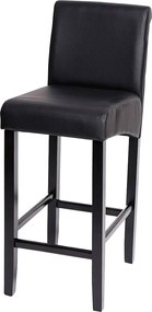 Stołek barowy MCW-C33,  czarny mat, ciemne nogi, imitacja skóry