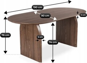 Stół Owalny TINO 190 cm Orzech Japandi