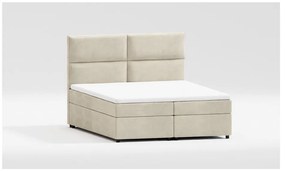 Beżowe łóżko boxspring ze schowkiem 200x200 cm Rico – Ropez