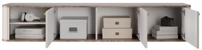 Szafka RTV wisząca Vesper 3D 187 cm - kaszmir / orzech / złote uchwyty