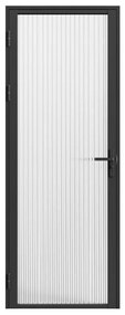 Drzwi kompletne dwustronne z aluminium i teksturowanego szkła hartowanego - wys. 204 x szer. 73 cm - Czarny - LOXTON