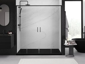 Mexen Exo-S Duo drzwi prysznicowe podwójne rozsuwane 170 cm, transparent, czarne - 8152-170-000-70-00
