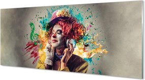 Panel szklany do Kuchni Artystyczny Klaun i Muzyka