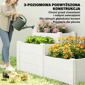 Outsunny Podwyższona Skrzynia Ogrodowa 3-poziomowa z Otwartym Dnem, Modułowe Ziołowe Łóżko DIY z Winylu | Aosom PL