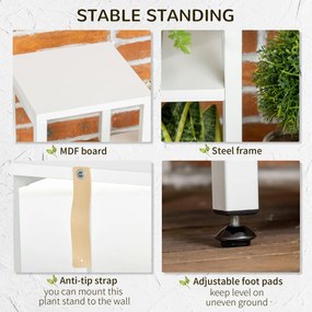 Outsunny Stojak na kwiaty, stojak na rośliny, 7 półek, do użytku wewnętrznego i zewnętrznego, stalowy, biały, 65 x 23 x 94,5 cm